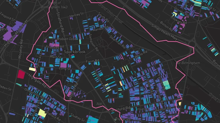 House price heatmap showing property values across Birmingham