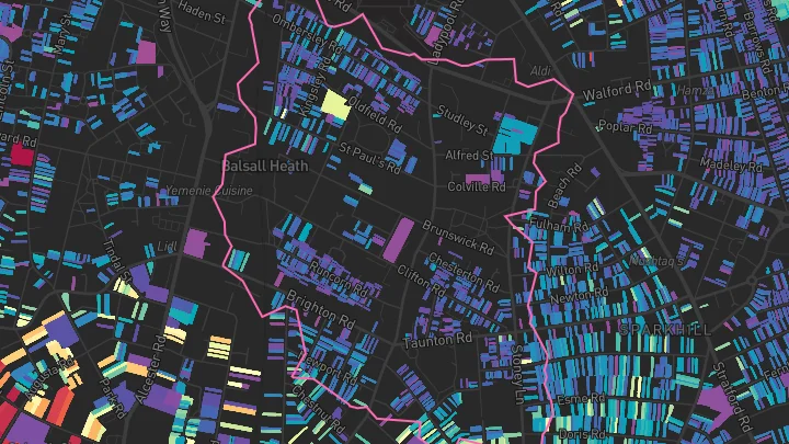 House price heatmap showing property values across Birmingham