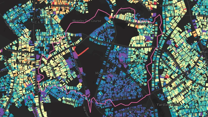 House price heatmap showing property values across Birmingham
