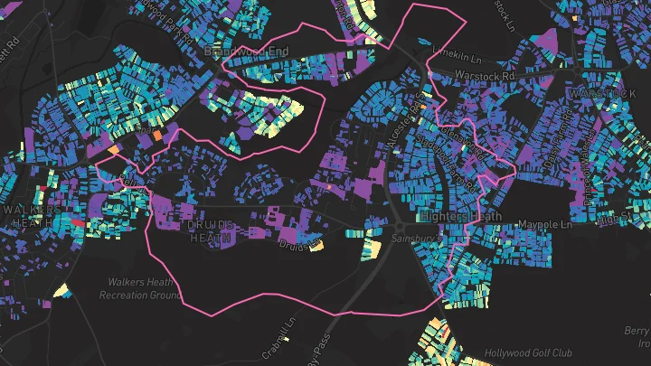 House price heatmap showing property values across Birmingham