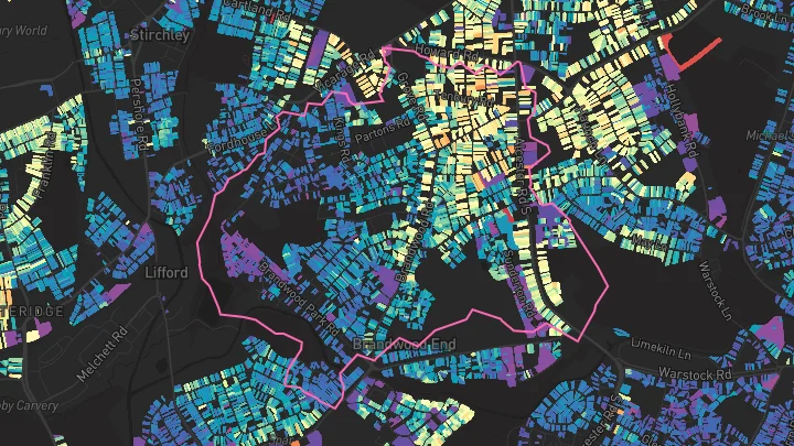 House price heatmap showing property values across Birmingham