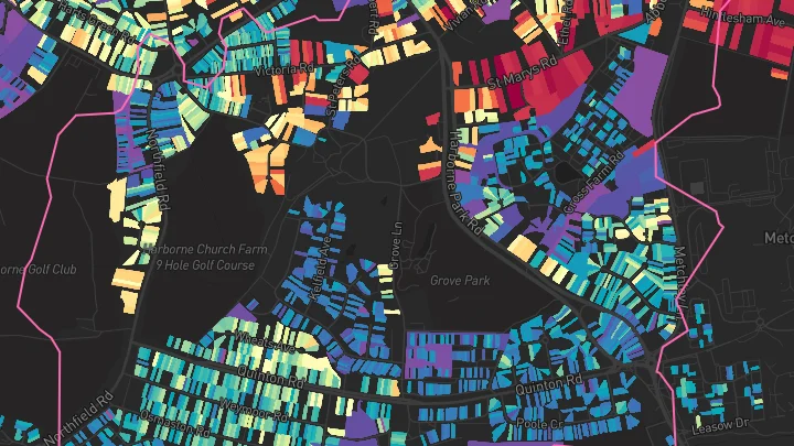 House price heatmap showing property values across Harborne