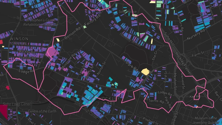 House price heatmap showing property values across Hockley