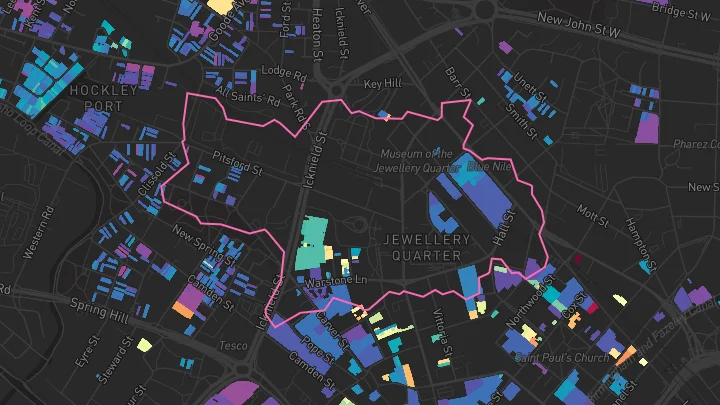 House price heatmap showing property values across Hockley