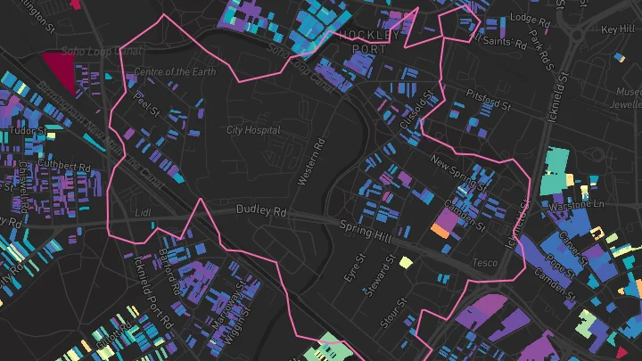 House price heatmap showing property values across Birmingham