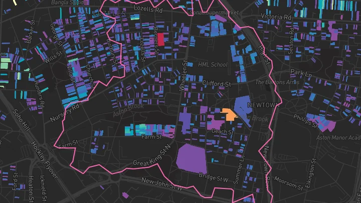 House price heatmap showing property values across Birmingham