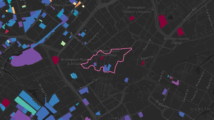 House price heatmap showing property values across Birmingham