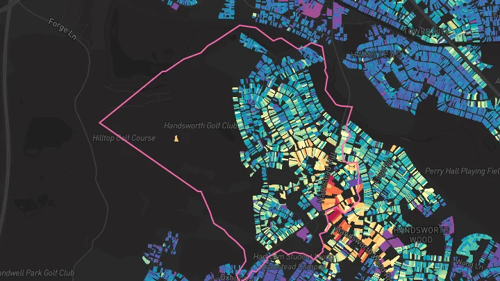 House price heatmap showing property values across Birmingham