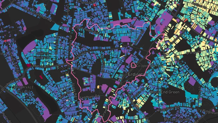 House price heatmap showing property values across Erdington