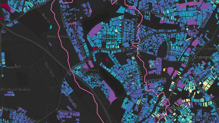 House price heatmap showing property values across Birmingham