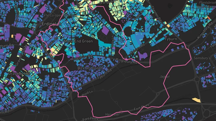 House price heatmap showing property values across Erdington