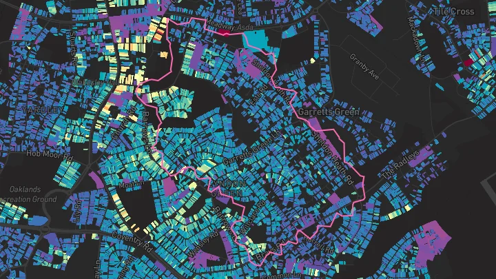 House price heatmap showing property values across Sheldon