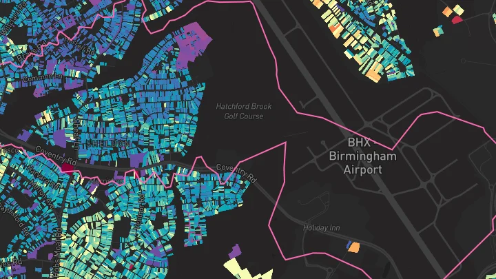 House price heatmap showing property values across Sheldon