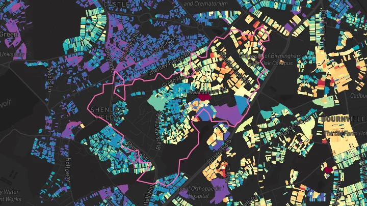 House price heatmap showing property values across Birmingham