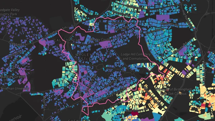 House price heatmap showing property values across Birmingham