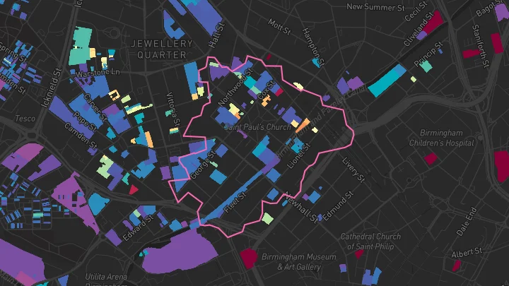 House price heatmap showing property values across Birmingham