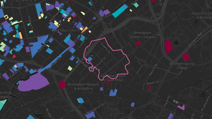 House price heatmap showing property values across Birmingham