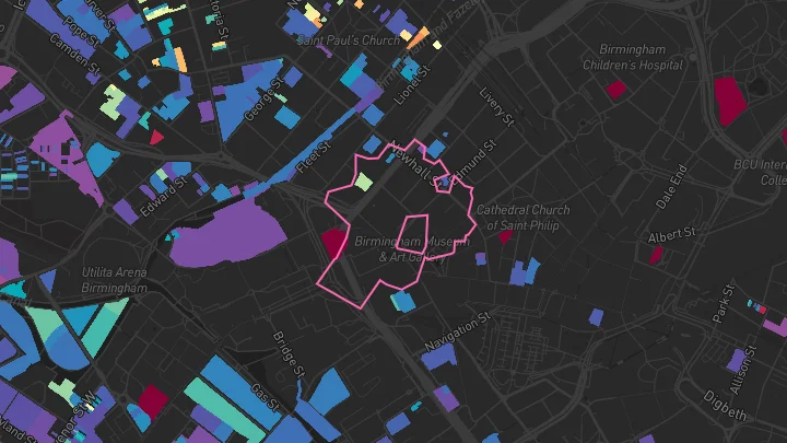 House price heatmap showing property values across Birmingham