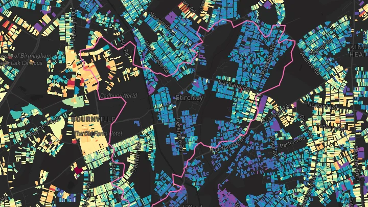 House price heatmap showing property values across Birmingham