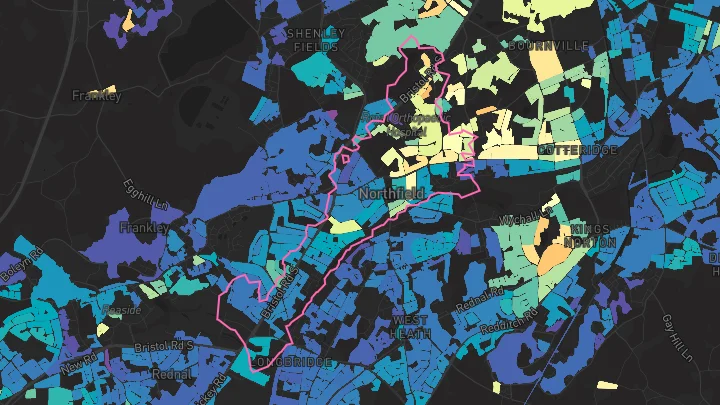 House price heatmap showing property values across Northfield
