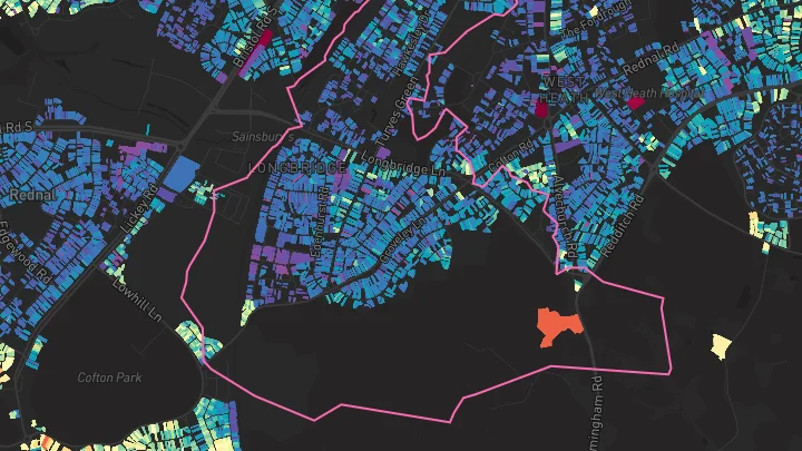 House price heatmap showing property values across Birmingham