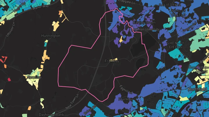 House price heatmap showing property values across Birmingham