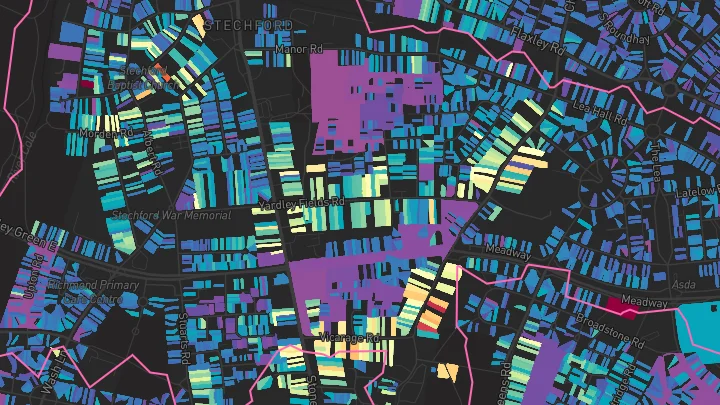 House price heatmap showing property values across Stechford