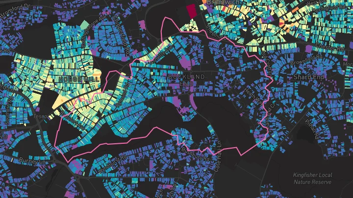 House price heatmap showing property values across Birmingham