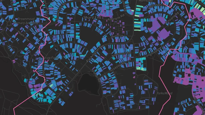 House price heatmap showing property values across Birmingham