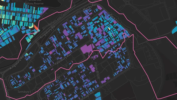 House price heatmap showing property values across Birmingham