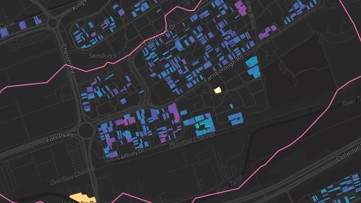 House price heatmap showing property values across Castle Vale