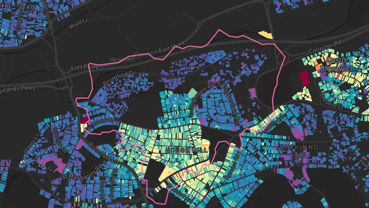 House price heatmap showing property values across Birmingham