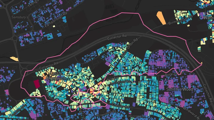 House price heatmap showing property values across Birmingham