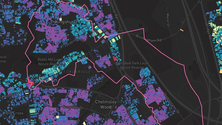 House price heatmap showing property values across Birmingham
