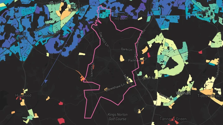 House price heatmap showing property values across Birmingham