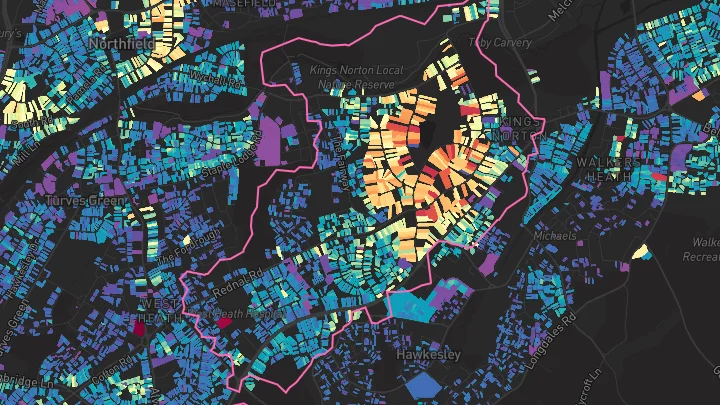 House price heatmap showing property values across Birmingham