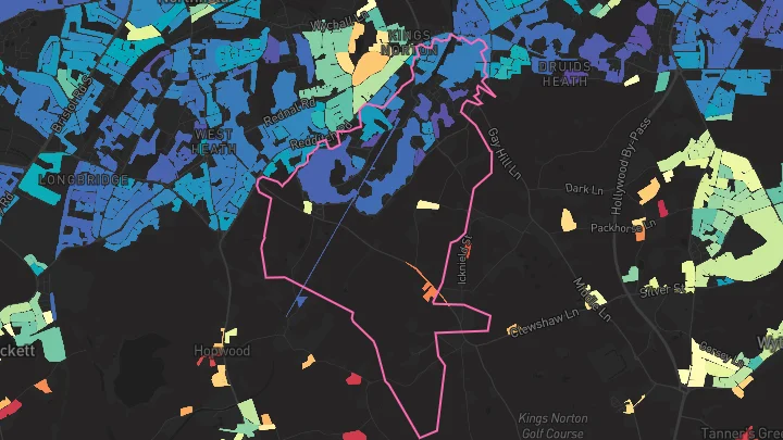 House price heatmap showing property values across Birmingham