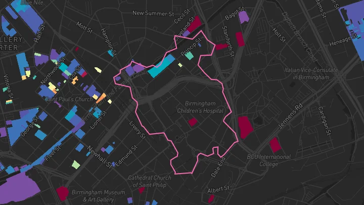 House price heatmap showing property values across Birmingham