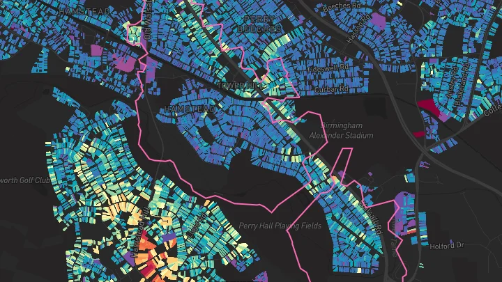 House price heatmap showing property values across Birmingham