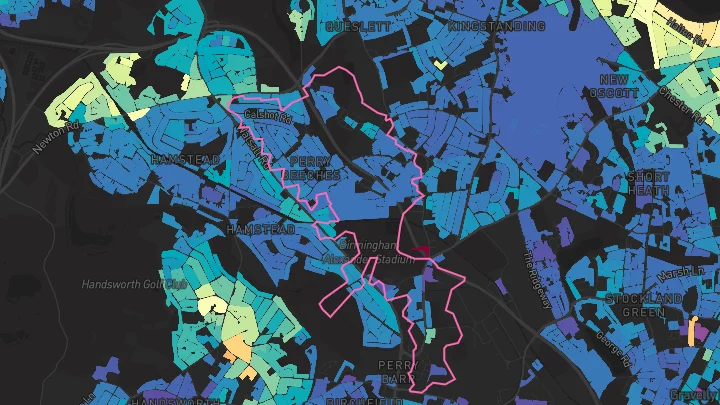 House price heatmap showing property values across Birmingham
