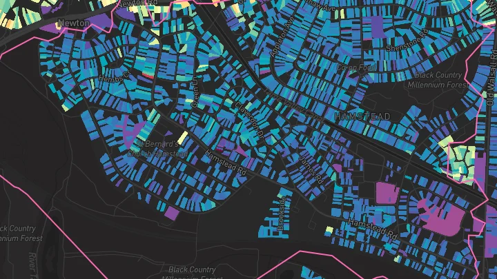 House price heatmap showing property values across Great Barr