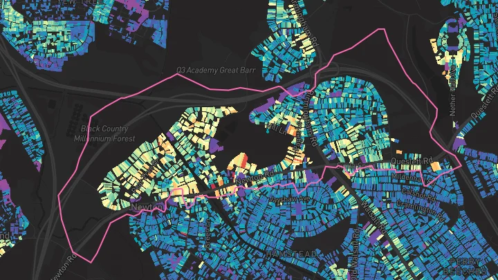 House price heatmap showing property values across Great Barr