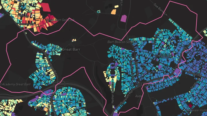 House price heatmap showing property values across Birmingham