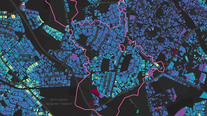 House price heatmap showing property values across Birmingham