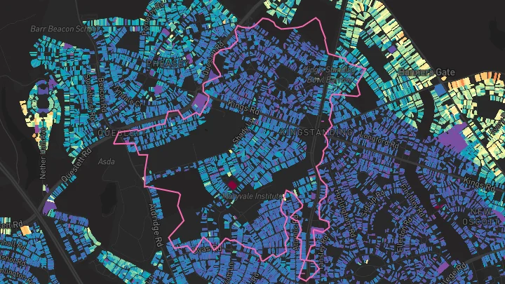 House price heatmap showing property values across Birmingham