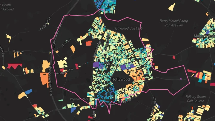 House price heatmap showing property values across Hollywood