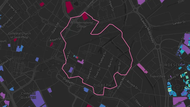 House price heatmap showing property values across Birmingham