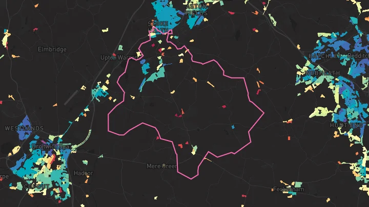 House price heatmap showing property values across Stoke Prior
