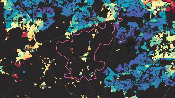 House price heatmap showing property values across Romsley