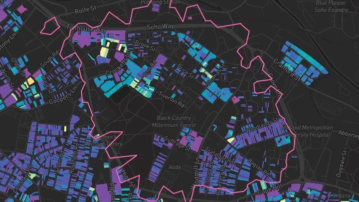 House price heatmap showing property values across Smethwick